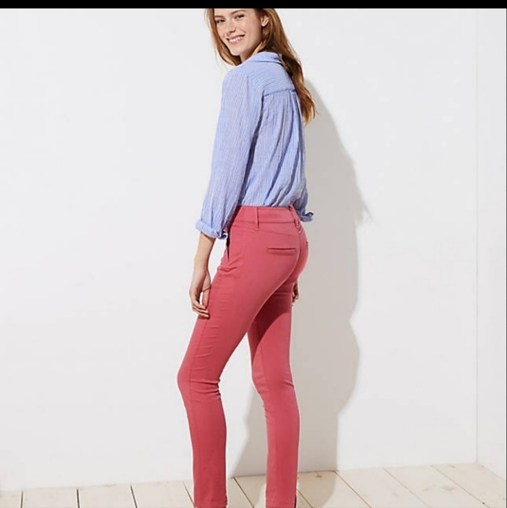 LOFT Petite Skinny Zip Pocket Sateen Pants